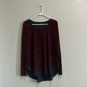 Simply Vera Vera Wang Womens Top Size Large‎ Burgundy Black Velvet Whimsigoth